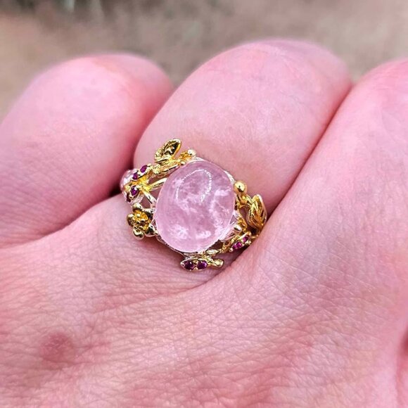 Nature Pink Morganite Stone Adjustable Ring - Picture 3 of 8